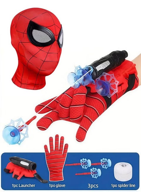 Spider Man Mask，Spider Man launcher, superhero wrist launcher, role-playing toys，Six piece set